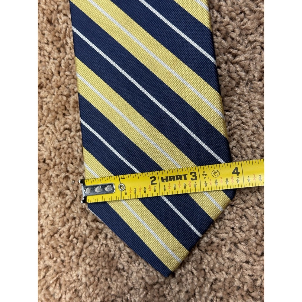 Necktie 100% Silk Brooks Brothers Makers Made In USA Yellow Blue White Striped - Picture 5 of 5